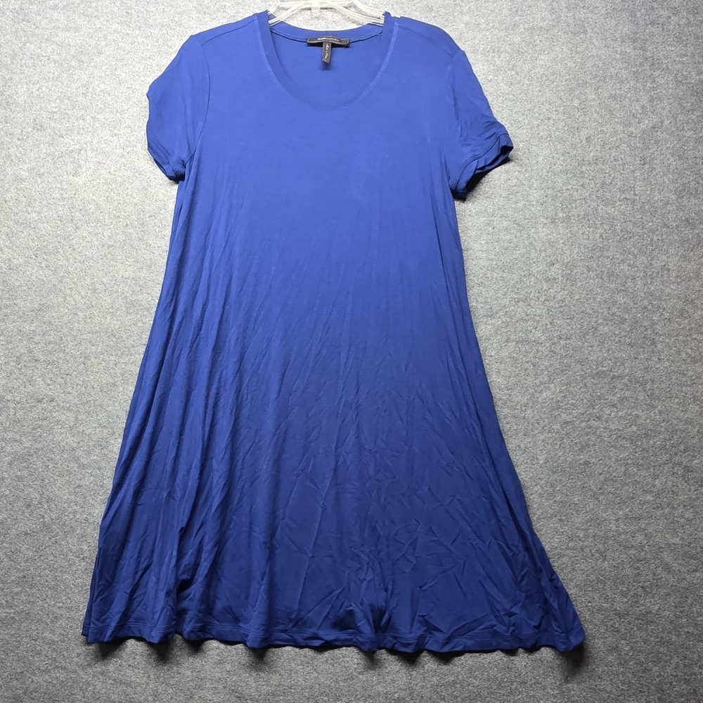 BCBGMAXAZRIA Blue Depth A-Line Swing Dress Short Sleeve Scoop Neck Size S/P